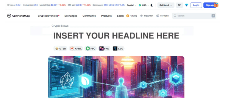 Coinmarketcap.com Press Release Placement